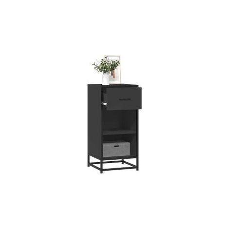 Buffet noir 35,5x35x76 bois d'ingénierie et métal (1/5)