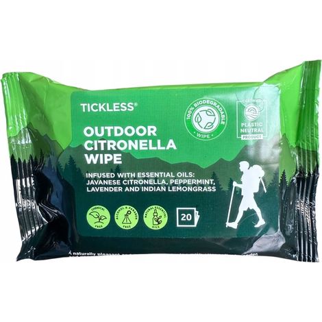Salviette profumate anti-zecche con olio di citronella, 20 pezzi. (1/2)