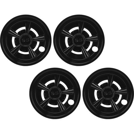 4 Radnaben für Golftrolleys, 20 cm, glänzend schwarz, windbeständig, Ersatzradkappen für EZ-GO (1/5)
