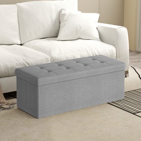 Banc de Rangement Pliable, Longueur 110 cm, Montage Facile, pour Salon, Chambre, Entrée, Gris Clair (1/5)