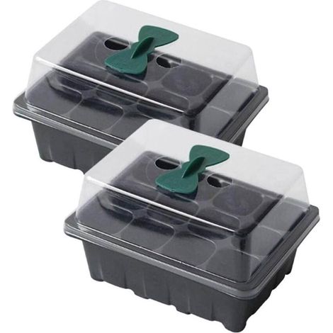 2pcs 12 Trous Plasy Pots Plante Plante De Germination Plavier Plante De Fleur avec Les Couvercles Graines Hydroponiques Cultive De Semis De Semis (1/5)
