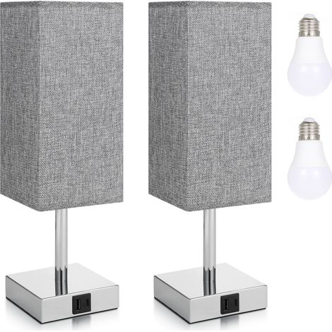 2 Packs Fabric Bedside Table Lamp Nightstand Lamp with Warm White LED Bulb Desk Light Touch Control USB A Type C Charging Ports 3 Levels Dimmable for Living Room Bedroom Study Room Cafe (1/5)