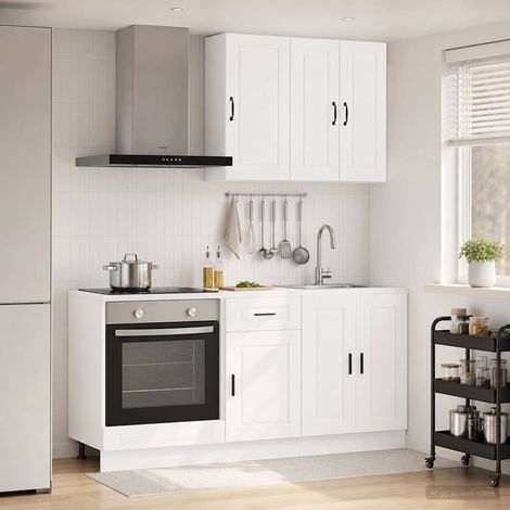 Ensemble de meubles de cuisine 5 pièces blanc en bois d’ingénierie avec pieds réglables, 93.88kg - PANGIVO (1/5)