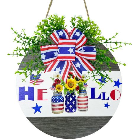 Guirlande Florale Porte - Panneau Bienvenue En Bois Ronde - Décoration Intérieure Et Extérieure Pour Entrée - 30 x 30 x 0,7 cm - 1 Pièce (1/5)