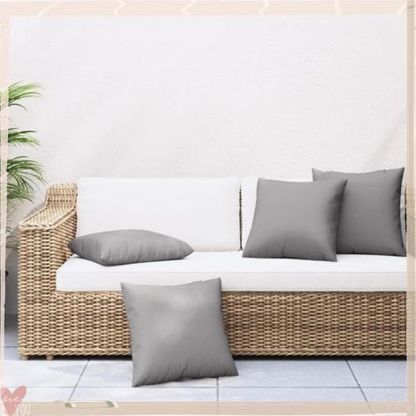 360404 Coussins de canapé lot de 4 gris 60x60 cm tissu (1/5)