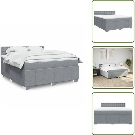 Sommier à lattes de lit avec matelas Gris clair 200x200cm Tissu - Sommier À Lattes De Lit - Sommiers À Lattes De Lit - Lit - Meuble De Chambre À Coucher (1/5)