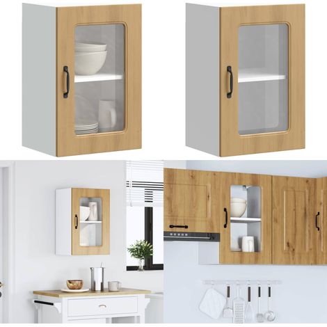 vidaXL Küchen-Hängeschrank mit Glastür Artisan-Eiche Holzwerkstoff (1/5)