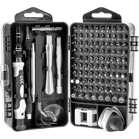 115-in-1-Mini-Schraubendreher-Set (Schwarz-Grau) Präzisions-Schraubendreher-Set für Waschmaschine, Klimaanlage, Kühlschrank, Auto, Elektrik
