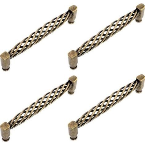 4X Poignées de Porte Cuisine Creux Vintage avec Vis Boutons pour Meubles Armoires Commodes - Bronze/128mm (1/5)