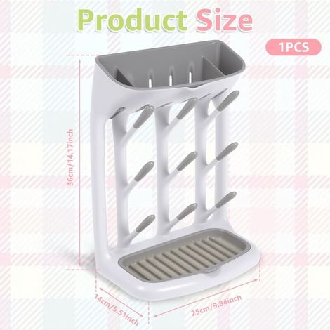 Égouttoir vertical pour biberons avec plateau amovible, convient pour contenir 9 biberons, partie pompe et accessoires d'allaitement, essentiels pour nouveau-né (1/5)