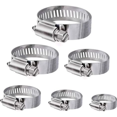 Colliers de serrage pour tuyau d'arrosage, lot de 36 colliers réglables en acier inoxydable de 6 à 51 mm, disponibles en 8 tailles pour l'alimentation en eau domestique (1/5)