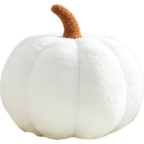 Halloween-Kürbis-Dekokissen – Weiches und flauschiges Kürbiskissen fürs Sofa – Niedliche Halloween-Dekoration – 20 cm – Weiß