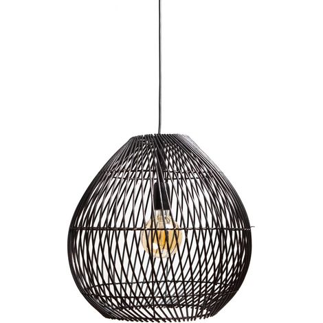 Suspension en Rotin Noir Mat Luminaire Suspendu pour Salon et Chambre Ø 45 x 45 cm E27 - PANGIVO (1/3)