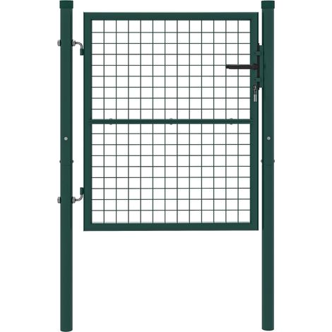 Portillon de jardin en acier 97 x 150 cm portail de jardin avec serrure, clés et poignée, vert