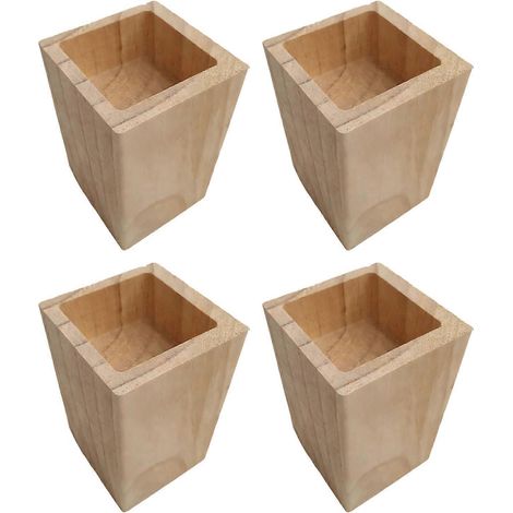 Quatre rallonges de pieds de meubles en bois épaissies et renforcées, barres de support de levage pour meubles en bois, parfaites pour nettoyer sous les lits et les canapés, fentes carrées multicolore (1/5)