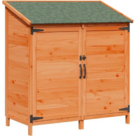 Chalet de jardin marron, dimensions : 106,5 x 56 x 113,5 cm, bois d'ingénierie. (1/5)