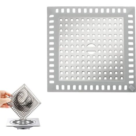 1 Filtre Douche Carré Acier Inoxydable 304 Anti-Obstruction Mailles Fines Pour Salle De Bain Et Cuisine 123x123mm