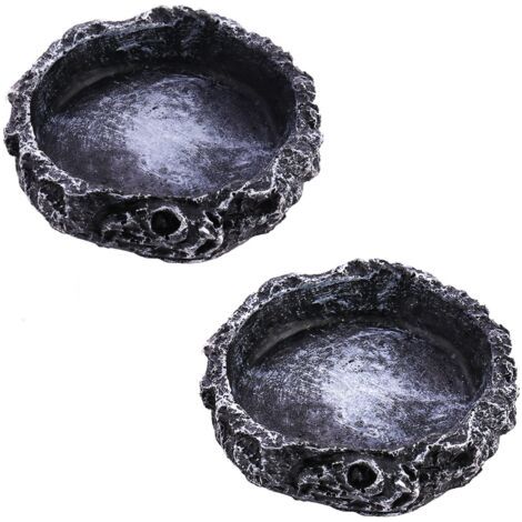 2 Pièces Bol de Nourriture pour Reptiles, Reptile de Roche en Résine, d'eau Reptile Bol, Gamelles à Eau pour Reptiles, Gamelle Tortue, Fait de résine, pour Lézard de Tortue Caméléon Gecko (1/5)