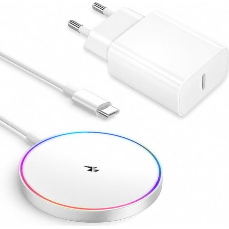 Chargeur Induction iPhone, 15W Chargeur Mag-Safe avec 20W Char geur USB C pour Apple iPhone 17/16/15 Pro Max/15 Plus/15 Pro/15/14 Pro/13/12/11/8,Charge Rapide Chargeur sans Fil iphone a Induction (1/5)