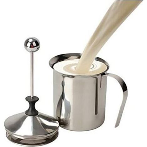 400ml Appareil à Mousse/Mousseur de Lait en Acier Inoxydable Cappuccino Café Mousse Double Pompe (W)-- (1/5)