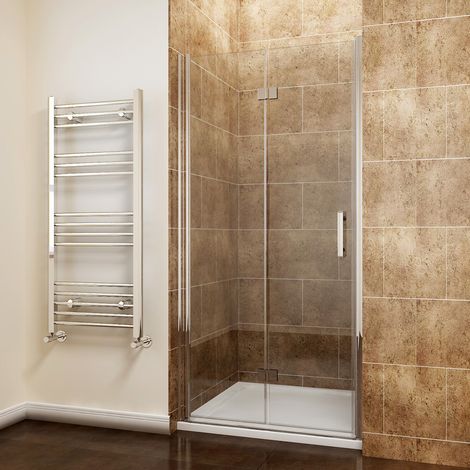 ELEGANT 760mm Bifold Shower Door Glass Shower Enclosure Reversible Folding Shower Door