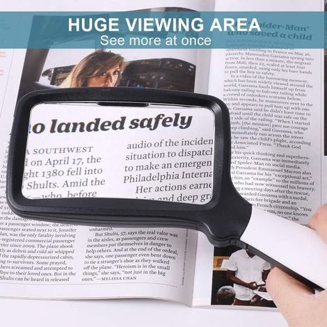 Loupe de lecture pliable avec grossissement 3x et 2 niveaux de luminosité