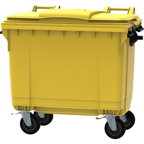 ESE France Conteneur Poubelle à déchets 4 roues - 660L - Robuste et Professionnel - 100% Recyclé - Jaune - Fabriqué en France (1/5)