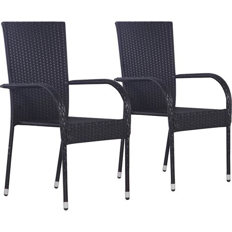 Maison Exclusive - Ensemble à manger de jardin 3pcs Résine tressée Noir (1/5)