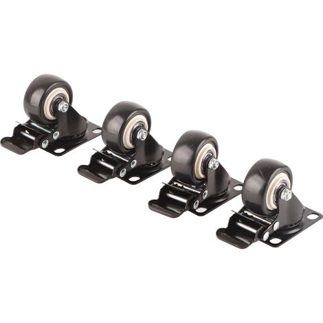 Lot de 4 roulettes freinées universelles 5 cm, silencieuses pour meubles et chariots, avec blocage, version Chili, sans échantillon (1/5)