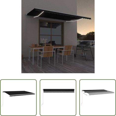 Sonnenschutz -  Markise Manuell Einziehbar mit LED 500x300 cm Anthrazit (1/5)