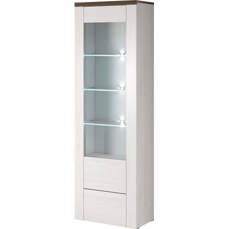 Vitrine 1 porte avec LED Amaury Bois Blanc