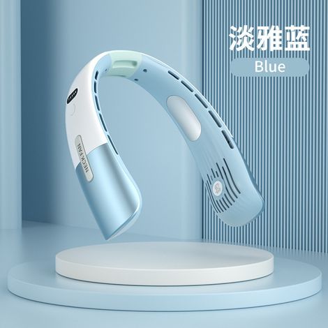 Ventilateur de cou sans pales, portable, avec port USB, idéal pour les moments de détente (DS009, Bleu élégant). (1/5)