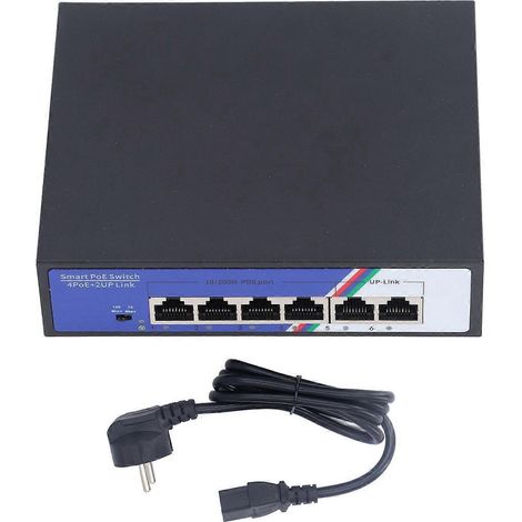 6-Port-PoE-Switch, 1,2-Gbit/s-Ethernet-Switch, unmanaged, Plug-and-Play, Metallgehäuse, Netzwerk-Switch, 100–240