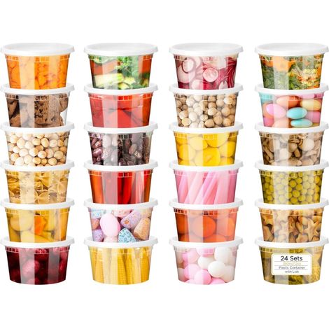 24 Boite Hermetique Alimentaire, 360ml, Plastique PP Sans BPA, Micro-Ondes, Congelation, Cuisine (1/5)