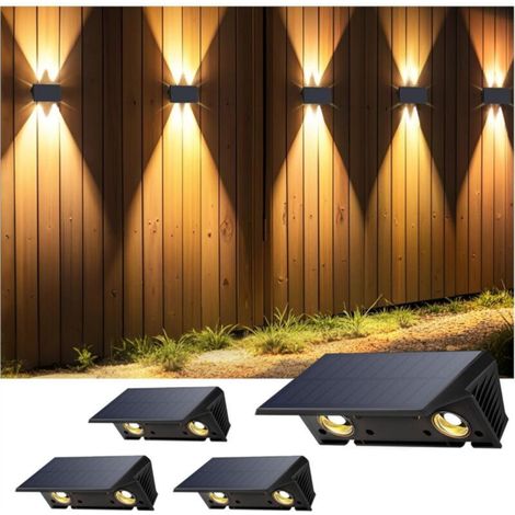 Outdoor solar wall light, Warm white, 1500 mAh, IP67 waterproof, for garden fence (1/5)