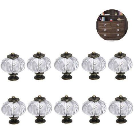 Lot De 10 Boutons De Citrouille En Acrylique Transparents Pour Portes, Placards, Tiroirs, Commodes, Placards, Meubles De Cuisine Ou Chambre D'Enfant. (1/5)
