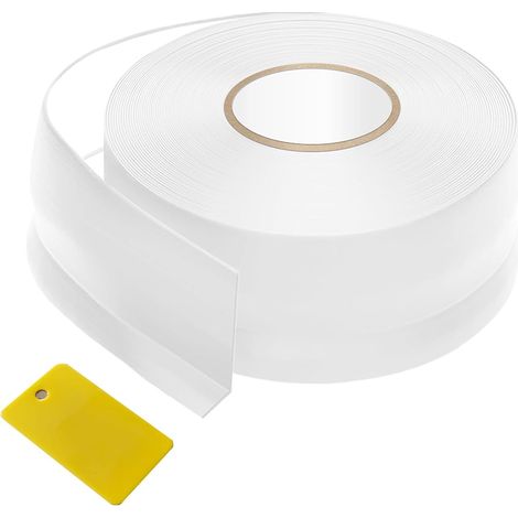 50 x 20 mm (7 m), self-adhesive soft skirting board, white kitchen skirting board, self-adhesive skirting board for kitchen and bathroom, corner profile made of PVC plastic, flexible skirting board (1/5)