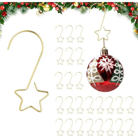 100 goldene, sternförmige Weihnachtskugelhaken für Christbaumschmuck und festliche Baumdekorationen