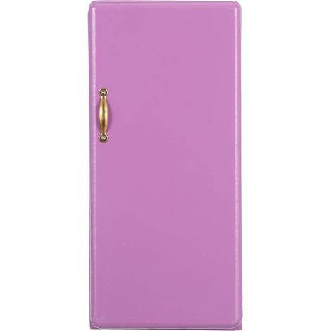 Mini Réfrigérateur pour Maison de Poupée Réfrigérateur Miniature Bois à Échelle Accessoire de Décoration Jeu Imitation Violet (1/5)