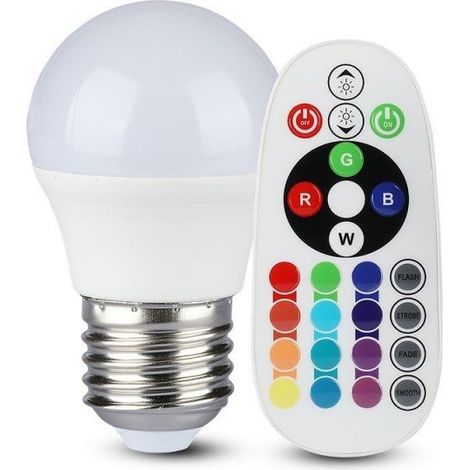 V-TAC VT-2224 2772 Lampadina LED E27 3,5W G45 con Telecomando RGB RGB - 6400K (1/5)