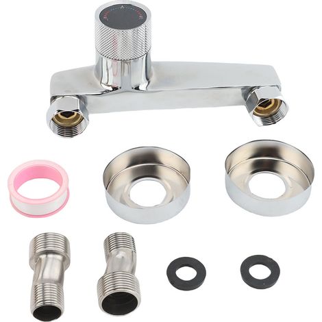 Mitigeur douche laiton massif cascade baignoire – Eau chaude froide raccords argent, salle de bain (1/4)