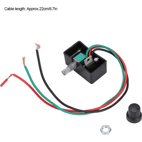12-V-Elektrosprühregler – Schwarzer 4x4 cm Geschwindigkeitsregler mit 22 cm Kabel – 2 Schalter und 2 Spulen im Lieferumfang enthalten (1/5)