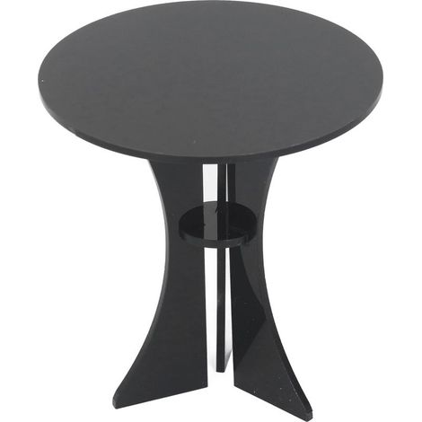 Table ronde miniature noire en acrylique solide et stable pour décoration de maison de poupées échelle 1:6, meuble polyvalent (1/5)