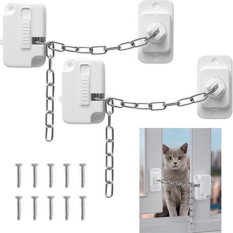 2 pièces de verrous de fenêtre, verrous de sécurité avec vis, verrous de fenêtre pour la sécurité des enfants et des animaux de compagnie, verrou de fenêtre réglable pour porte, fenêtre coulissante (1/5)