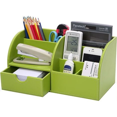 7 Speicherabteil Multifunktionale Kunstleder Schreibtisch Organisator (grün)