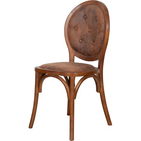 Chaise en bois et similicuir avec dossier capitonné pour salle à manger Fauteuil rembourré pour salon Fauteuils de chambre