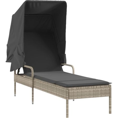 Maison Exclusive - Tumbona con capota ratán sintético gris claro