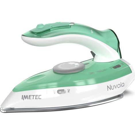 Imetec Nuvola Fer à repasser à sec ou à vapeur Semelle en acier inoxydable 1000 W Couleur aqua, Blanc