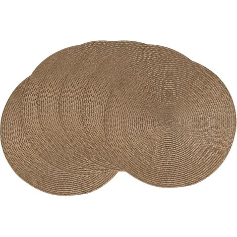 Lot de 6 Sets de Table Ronds tressés pour Tables à Manger - Sets de Table tissés naturels résistants à la Chaleur - 38,1 cm - Marron A'Marron A 6'Marron A'6