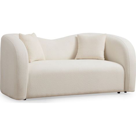 Canapé arrondi 2 places en tissu bouclé beige - Miro